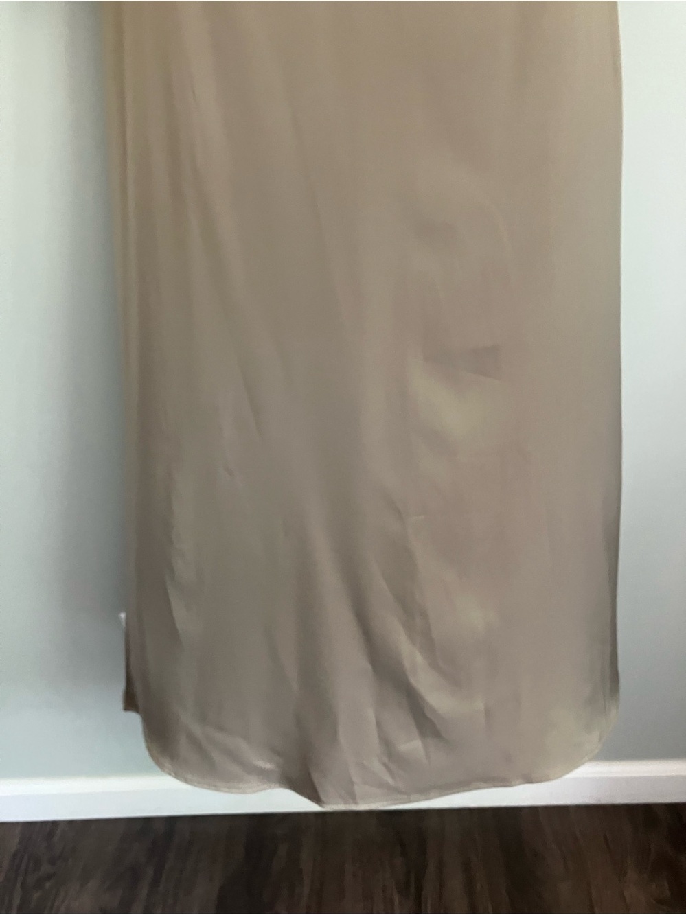 ELAA Muted Olive Green/Taupe Satin Long Sleeve A-Line Maxi Dress Size XXS-XS - Picture 5 of 12